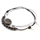 Ensemble 2 bracelets cordon noir 12 Onyx facettés et une pierre onyx galet cordon gris pendant argent 