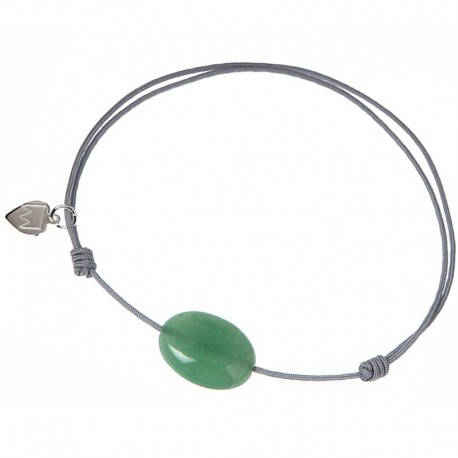 Bracelet cordon Gris Aventurine verte