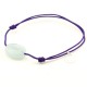 Bracelet jade bleu facetté cordon violet pendant argent massif