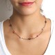 Collier cordon 12 pierres multico fermoir argent massif