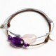 Ensemble 2 bracelets cordon marron 3 Améthystes et gris 1 quartz rose