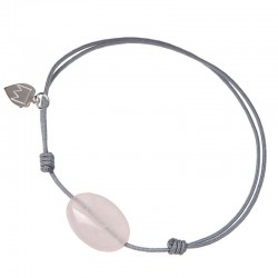 Bracelet Quartz rose cordon Gris