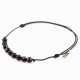 Bracelet cordon noir 11 Onyx pendant argent