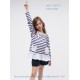 Top LISA manches longues col coulissé rayure marin coton bio
