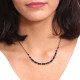 Collier 12 Quartz fumés facettés cordon ajustable fermoir argent 925