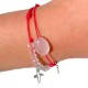 Bracelet de communion cordon fushia 10 quartz roses