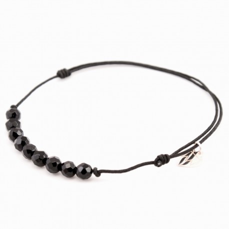 Bracelet cordon noir multi-pierres