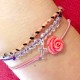 Bracelet cordon violet cristaux de roches