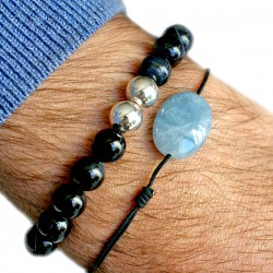 Bracelet homme grande labradorite cordon aux choix