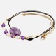 Ensemble 2 bracelets cordon gold 4 Améthystes, 4 quartz roses et cordon noir améthyste 