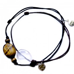 Ensemble 2 bracelets cordon noir 11 Onyx et 3 cristal de roches