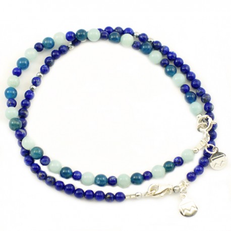 Ensemble 2 bracelets labradorites et lapis lazulis