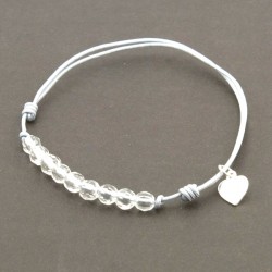 Bracelet cordon gris 11 Cristaux de roches