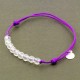 Bracelet cordon violet 9 Cristaux de roche