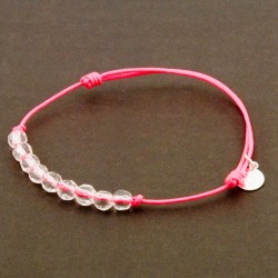 Bracelet cordon fushia 11 Cristaux de roches