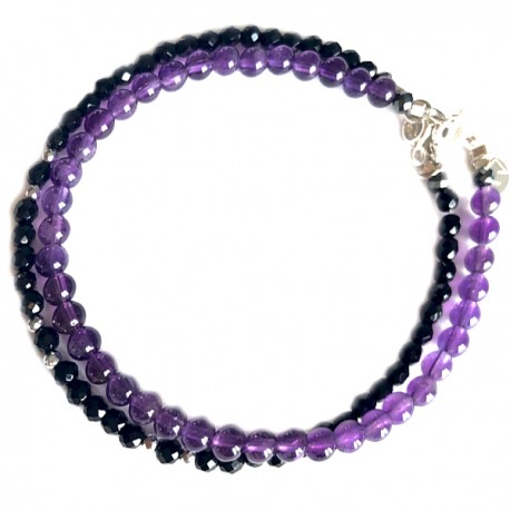 Ensemble 2 bracelets Améthystes et lapis lazulis