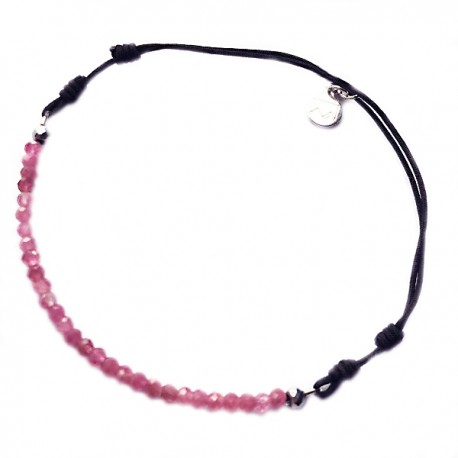 Bracelet cordon noir multi-pierres