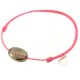 Bracelet cordon fushia quartz fumé facetté pendant argent massif