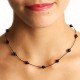 Collier cordon 12 onyx facettées fermoir argent massif