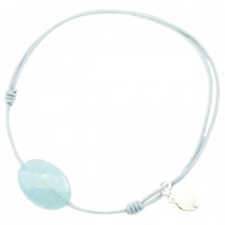 Bracelet cordon gris jade bleu facetté 