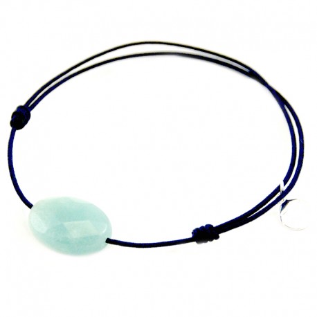 Bracelet Amazonite facettée cordon noir