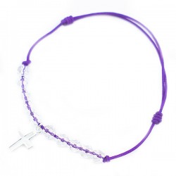 Bracelet de communion violet fushia 10 cristaux de roches