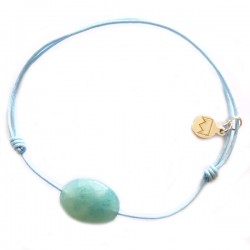 Bracelet cordon gris aventurine facettée