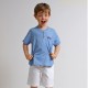 T-shirt ALEX col tunisien coton bio bleu