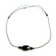 Collier 3 onyx cordon ajustable fermoir argent 925