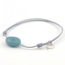 Bracelet cordon gris Amazonite facettée