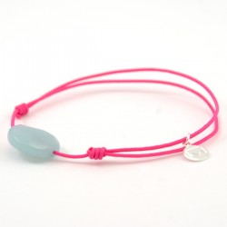 Bracelet Amazonite facettée cordon fushia