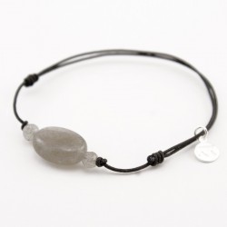 Bracelet 3 labradorites cordon noir fermoir argent massif 925