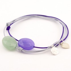 Ensemble 2 bracelets cordon violet jade violet et aventurine facettée