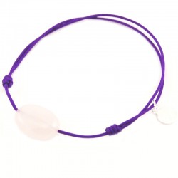 Bracelet cordon violet Quartz rose