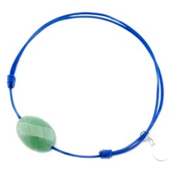 Bracelet cordon bleu Aventurine verte facettée